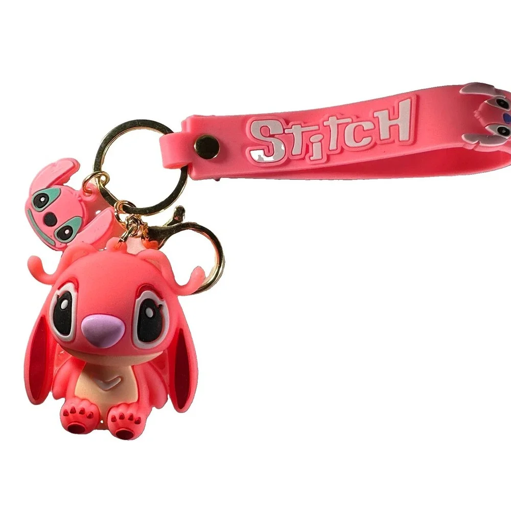DIsney Lilo & Stitch 3D PVC cartoon keychain w/wrist strap tongue sticking out